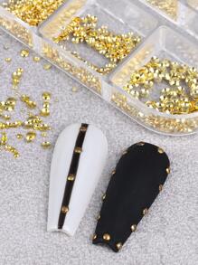 1盒铝合金混合美甲装饰DIY指甲饰品美甲宝石美甲用品指甲 - 金色 - 查看 4