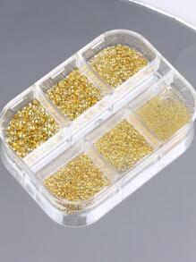 1盒铝合金混合美甲装饰DIY指甲饰品美甲宝石美甲用品指甲 - 金色 - 查看 3