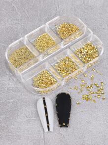 1盒铝合金混合美甲装饰DIY指甲饰品美甲宝石美甲用品指甲 - 金色 - 查看 8