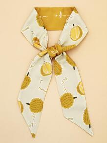 Fruit Print Skinny Scarf - Multicolor - View 1