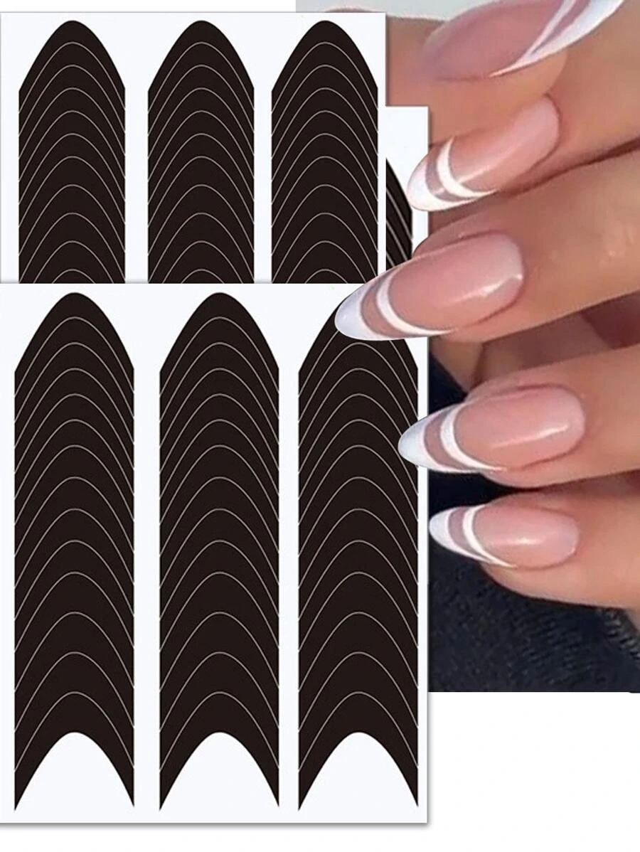 1sheet French Crescent Smile Auxiliary Sticker V-Shaped Manicure Strip Nail Art Form DIY Line Nail Decoration Accessories Tools