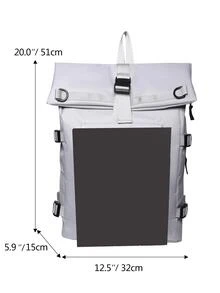 Chicos Mochila con solapa con estampado de letra con parche - Gris - Ver 5