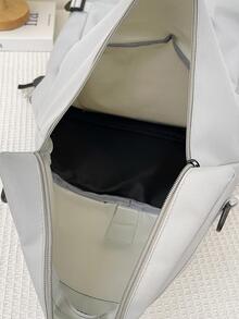 Chicos Mochila con solapa con estampado de letra con parche - Gris - Ver 4