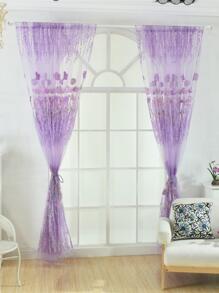 1入組印花玻璃紗網格花窗簾(隨機花型),美麗清新,多種顏色可選 - 紫色 - 查看 2
