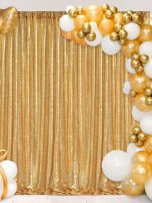 1 件金色闪光亮片刺绣背景布适用于婚礼生日派对节日舞台装饰、摄影背景窗帘，24*96 英寸，圣诞节