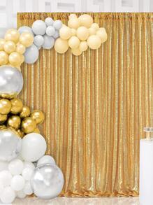 1 件金色闪光亮片刺绣背景布适用于婚礼生日派对节日舞台装饰、摄影背景窗帘，24*96 英寸，圣诞节