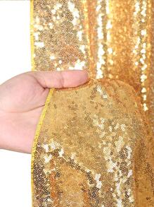 1 件金色闪光亮片刺绣背景布适用于婚礼生日派对节日舞台装饰、摄影背景窗帘，24*96 英寸，圣诞节