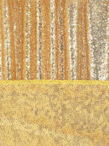 1 件金色闪光亮片刺绣背景布适用于婚礼生日派对节日舞台装饰、摄影背景窗帘，24*96 英寸，圣诞节