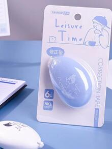 1pc Blue Cartoon Girl Pattern Correction Tape - White - View 5