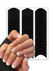1片法式新月形微笑輔助貼，V形美甲條，指甲藝術 DIY 排線指甲裝飾配件工具，指甲貼紙 - 黑色 - 查看 1