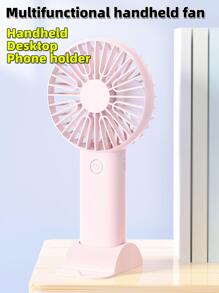 1 pieza Abanico de plástico mini simple rosado portátil de mano para verano - Rosa - Ver 3