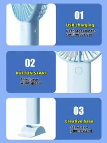 1 pieza Abanico de plástico mini simple blanco portátil de mano para verano - Blanco - Ver 5