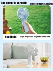 1 pieza Abanico de plástico mini simple blanco portátil de mano para verano - Blanco - Ver 4