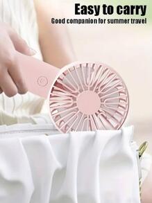 1 pieza Abanico de plástico mini simple rosado portátil de mano para verano - Rosa - Ver 4
