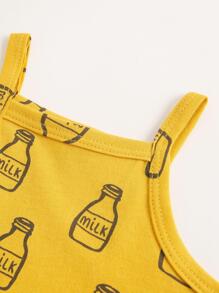 Em bé In Toàn bộ Áo liền quần dây treo - Màu vàng - Xem 4