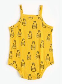 Em bé In Toàn bộ Áo liền quần dây treo - Màu vàng - Xem 3