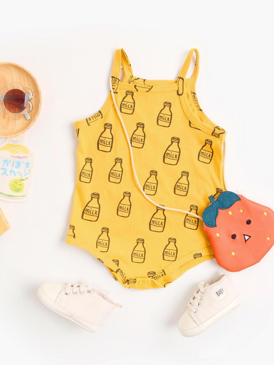 Em bé In Toàn bộ Áo liền quần dây treo - Màu vàng - Xem 1