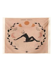 1pc Moon And Character Pattern Decorative Tapestry - Camel - View 4