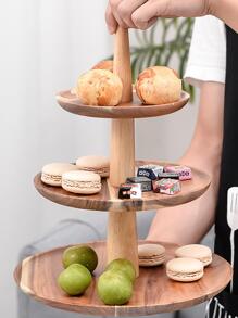 1pc Three-tiered Wooden Dessert Stand - Apricot - View 1