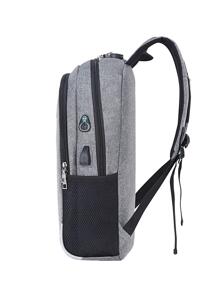 Ba lô chức năng công suất lớn in chữ - Xám - Xem 4