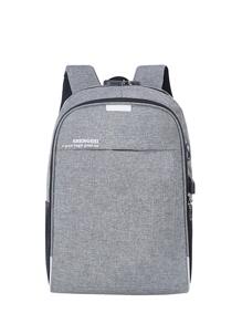 Ba lô chức năng công suất lớn in chữ - Xám - Xem 6