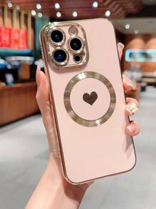 Vỏ điện thoại từ tính họa tiết trái tim - Hồng - Xem 1