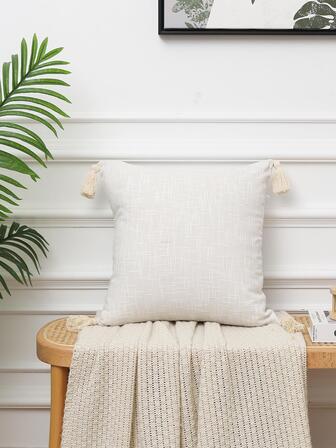 1入組流蘇裝飾靠墊套不附帶墊芯