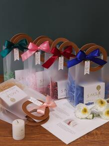 1 件 PU 皮革圆形手柄磨砂袋，适用于斋月/婚礼/节日的多用途礼品袋，带贺卡+标签+藤条 - 寶藍色 - 查看 4