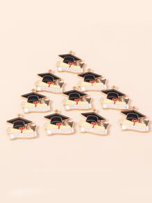 Random 10pcs Doctoral Cap Shaped Jewelry Pendant - Multicolor - View 2