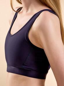 Top de bikini liso de talla grande para verano - Negro - Ver 3