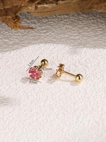 2 件时尚可爱花朵和方晶锆石耳钉，适合女士穿孔耳朵，情人节、妈妈、母亲、母亲节、礼物 - 彩色 - 查看 2