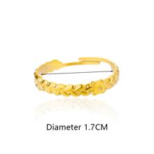 小麥鉚釘打開圓環適合女士,簡約風格不銹鋼手指圓環可調節時尚首飾類 - 金黃色 - 查看 6