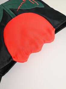 Metoo Tiramitu 1 件黑色大童簡約紅色鬱金香圖案防水複合磁鐵扣閉合單肩包 - 黑色 - 查看 8