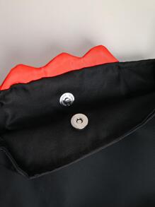 Metoo Tiramitu 1 件黑色大童簡約紅色鬱金香圖案防水複合磁鐵扣閉合單肩包 - 黑色 - 查看 7