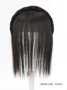 直筒合成纖維假髮頭套帶劉海 - Black-brown - 查看 4