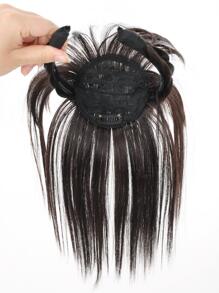 直筒合成纖維假髮頭套帶劉海 - Black-brown - 查看 3