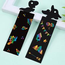 1 Set 12 Pcs Scratch Art Bookmarks, Dinosaur Bookmarks, Magic Scratch Rainbow Bookmarks Making Kit, DIY Bookmark Art Craft Paper Bookmark, Party Favors Gifts From Teacher Bulk, Party Bags Filler, Birthday Gift - Black - View 6