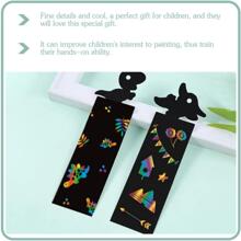 1 Set 12 Pcs Scratch Art Bookmarks, Dinosaur Bookmarks, Magic Scratch Rainbow Bookmarks Making Kit, DIY Bookmark Art Craft Paper Bookmark, Party Favors Gifts From Teacher Bulk, Party Bags Filler, Birthday Gift - Black - View 4