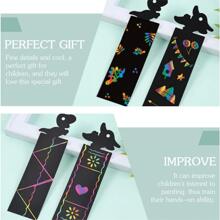 1 Set 12 Pcs Scratch Art Bookmarks, Dinosaur Bookmarks, Magic Scratch Rainbow Bookmarks Making Kit, DIY Bookmark Art Craft Paper Bookmark, Party Favors Gifts From Teacher Bulk, Party Bags Filler, Birthday Gift - Black - View 7