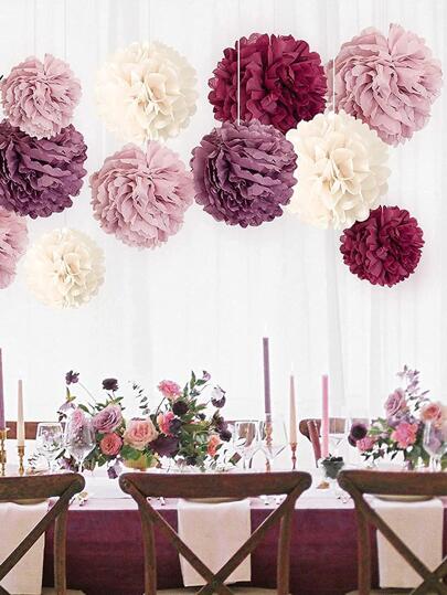 8 adet Karışık Renkli Parti Dekorasyon Gelin, Bebek, Doğum Günü, Düğün Doku Pom Poms