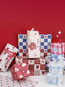 6 Sheets Flower & Checkered Pattern Gift Wrapping Paper - Multicolor - View 4