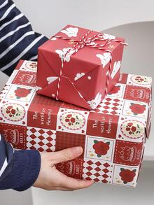 6 Sheets Flower & Checkered Pattern Gift Wrapping Paper - Multicolor - View 2
