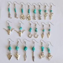 Hoa tai màu ngọc lam theo phong cách cao bồi miền Tây cổ điển - YM-5-6 - Xem 3