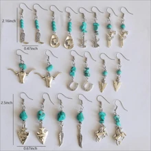 Hoa tai màu ngọc lam theo phong cách cao bồi miền Tây cổ điển - YM-5-6 - Xem 2