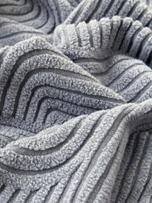 1pc Striped Jacquard Stretchy Sofa Seat Cover - Dark Grey - View 7