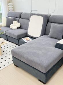 1pc Striped Jacquard Stretchy Sofa Seat Cover - Dark Grey - View 5