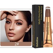 HelloKiss 多功能液體塑造輪廓奶油,1入組持久珠光精細珠光質感紋理螢光筆臉部腮紅奶油彩妝棒 - 銅色 - 查看 1