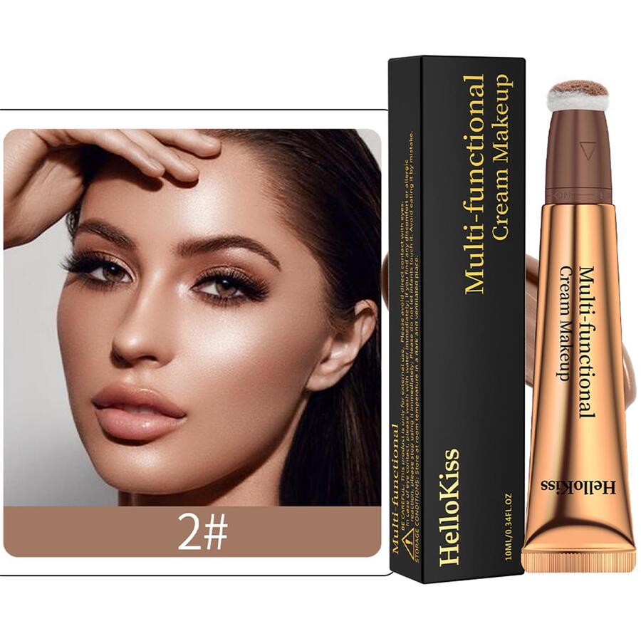 HelloKiss 多功能液體塑造輪廓奶油,1入組持久珠光精細珠光質感紋理螢光筆臉部腮紅奶油彩妝棒 - 銅色 - 查看 1