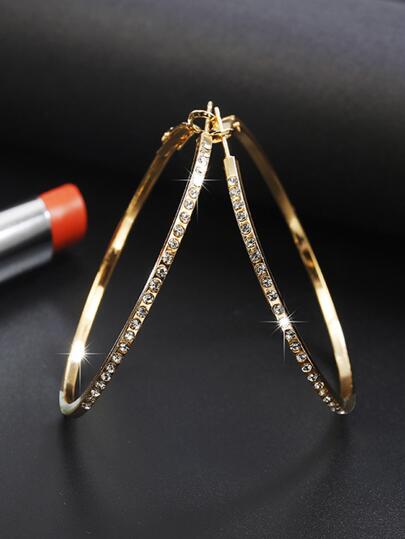 1pair Rhinestone Decor hoop earrings
