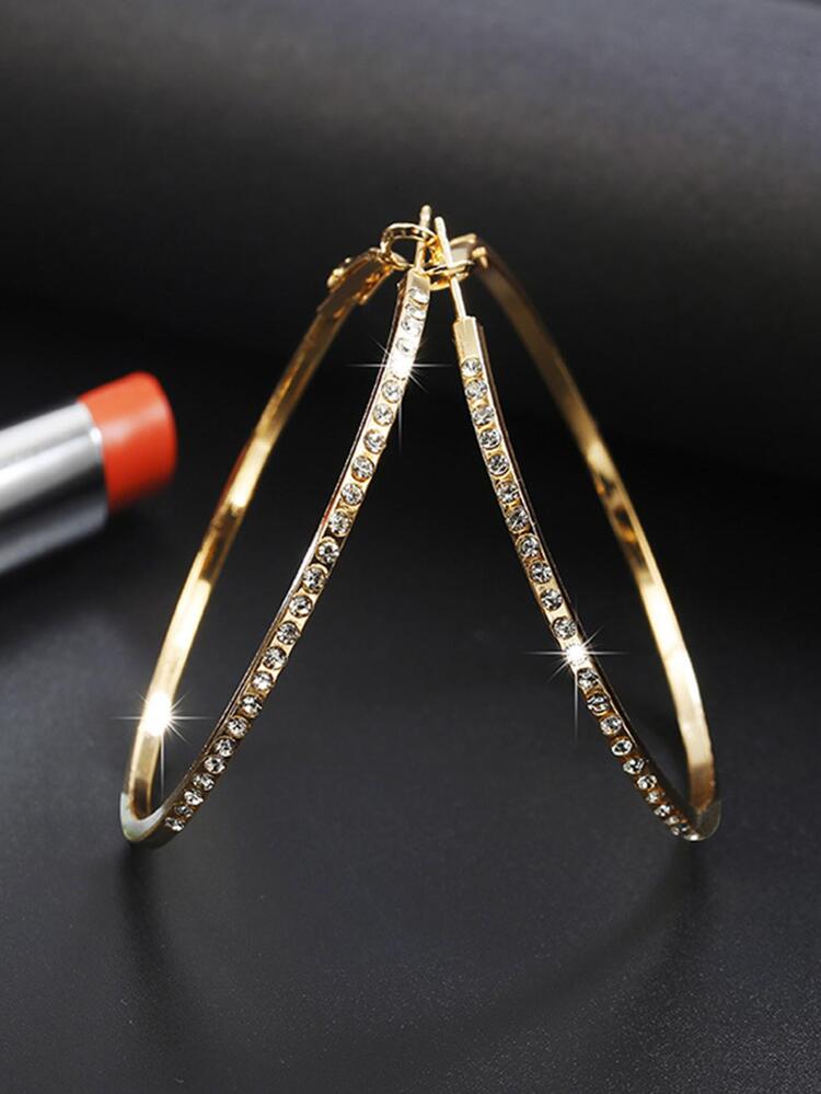 1pair Rhinestone Decor hoop earrings